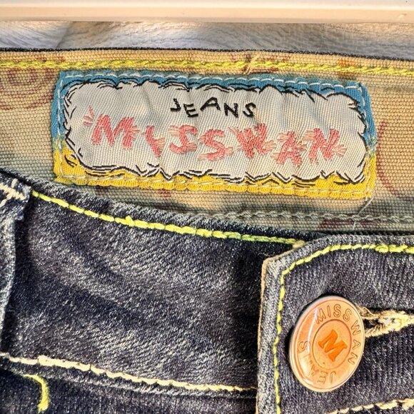 Misswan Womens Denim Jeans Embroidered Sequins Vintage Y2K US 11 - Picture 7 of 16